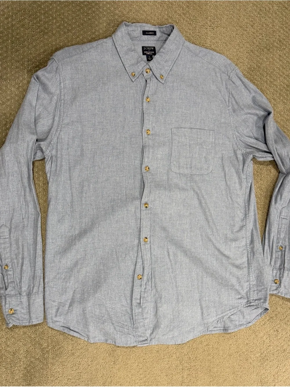 J. Crew Men's Light Blue Brusjwd Twill Button-Down Shirt